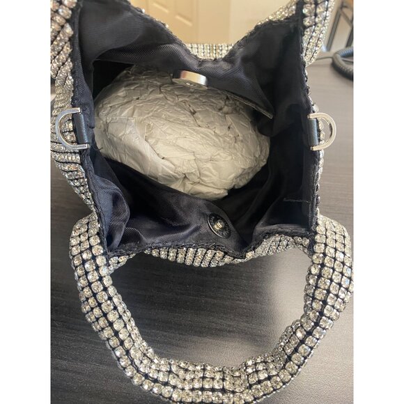 Aqua Womens Magnetic Snap Casual Crossbody Crystal Silver Black Size OS Defected - Picture 6 of 6